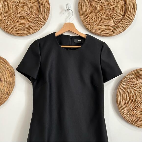 CO Collections Neutral Black Minimalist Short Sleeve Mini A-Line Dress Medium - Picture 4 of 12